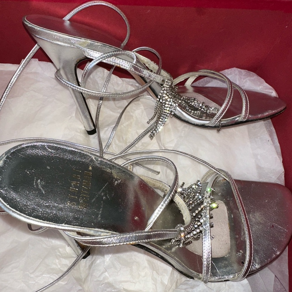 Stuart Weitzman Silver Rhinestone Heels - Picture 4 of 10